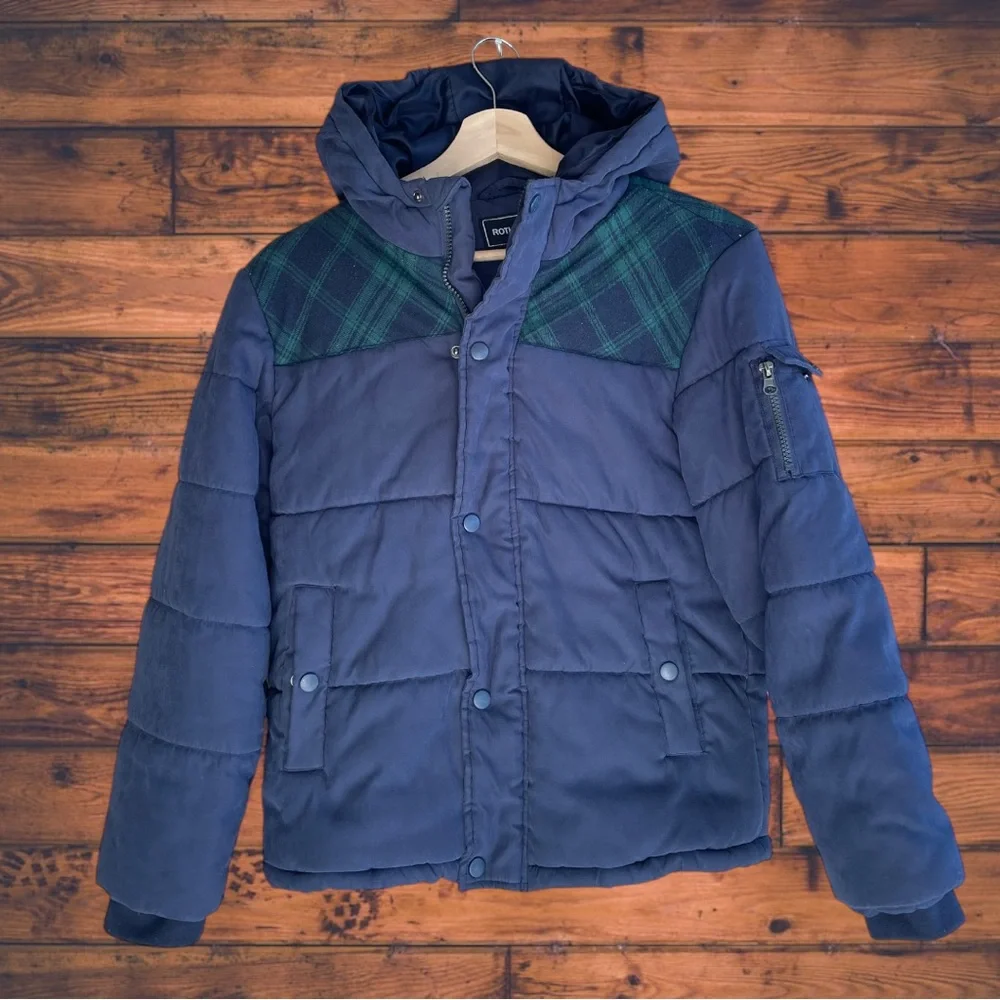 5 for $25🔥Rothschild Green Plaid Navy Puffer Jacket Boys Large‎ (14)
